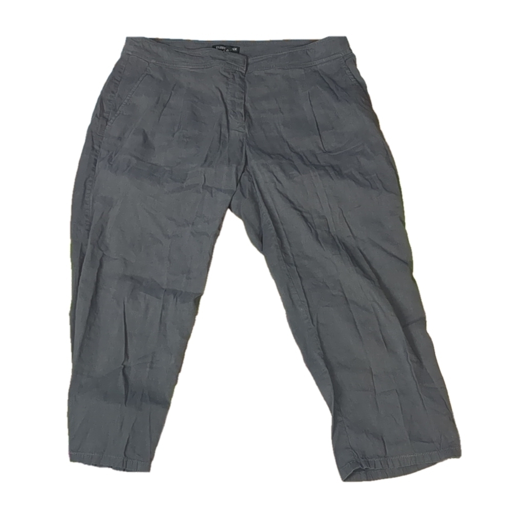 EILEEN Fisher gray linen Blend capris size 8